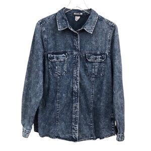 Levi's | Acid Washed Denim Western Boho Blue Shirt XL